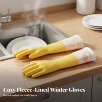 Waterproof Dishwashing Gloves Fleece Lined Gloves Oil-Resistant for Laundry, Restroom