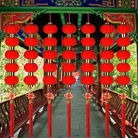 Flocked Red Lantern String Garland for Chinese New Year Wedding Decoration