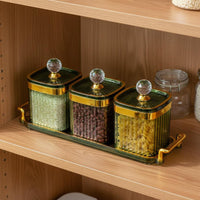 Airtight Seal Decorative Snack Container Set Dustproof & Moisture-Proof Luxury Food Storage Canister Set Lidded Candy Dish with Tray for Party Hosts, Office, Living Room, Parties, Wedding Receptions