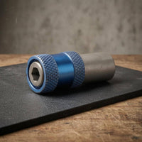 Blue Anodized Drill to Screwdriver Adapter Knurled Grip Male Thread to Hex Shank Adapter Metal Threaded Connector Compact