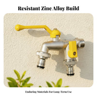 Zinc Alloy Two-Outlet Tap Threaded Inlet doubleOutlet Water Tap Rust Resistant Plumbing Fixture Leak Proof for Garden