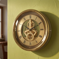 Roman Numeral Wall Clock Moving Gears Transparent Gear Clock Decorative Home Decor for Living Room