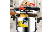 Anti-Scalding Handles Stainless Steel Pressure Cooker All Stovetops Compatible Rotary Knob Pressure Cooker Even Heat Distribution Multifunction Cooking Pot 3-in-1 Versatility for Beginners, Outdoor, Camping