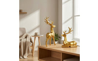 Faceted Deer Statues with Glass Balls Lustrous Geometric Deer Sculptures Tabletop Sculpture Golden for Living Room, Entryway, Tv Cabinet, Office