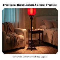 Hand-Painted Chinese Design Floor Lamp Classical Traditional Imperial Floor Light Vintage Design Solid Wood Standing Lantern Retro Look for Interior Designers, Business Owners, Living Room, Teahouse, Restaurant, Hotel Lobby