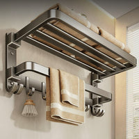 Foldable Space Aluminum Towel Rack Set, Bathroom Organizer