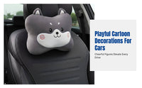 Cartoon Car Headrest Neck Pillow, Plush Support, Universal, Cute, Four Seasons, Seat Pad