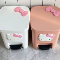 Cartoon Cat Pedal Bin Large Capacity Lidded Foot Pedal Trash Can Elegant Design Appearance Adorable Feline Wastebasket for Kids, Washroom, Bedroom
