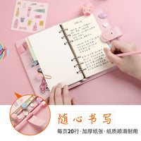 A6 Cute Pink Planner Notebook with Refillable Pages for Girls, Korean-style Ins Travel Journal Diary