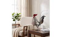 Cockerel Figurine Farmhouse Metal Cockerel Hollow Decor for Collectors, Bookshelf