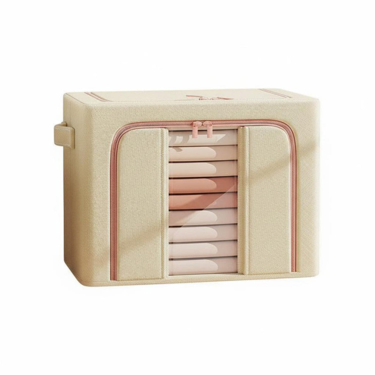 Collapsible textile Box with viewing panel Foldable home arrangement Organization for Renters