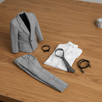 1/6 Scale Suit Set Realistic Detail Male Doll Grey Suit for Collectors, Hobbyists