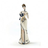 Chinese Lady Figurine Decorative Ceramic Lady Statue Slender Woman Sculpture for Entryway