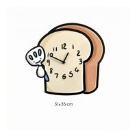 Silent Bread Slice Clock Cream Face Bread-Shaped Wall Clock Black Outline Home Decor Arabic Numerals