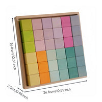 36 Pieces Wooden Mosaic Blocks Fine Motor Skills Rainbow Block Set Hand-Eye Coordination Color Shape and Pattern for Young Children, Preschool