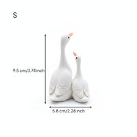 Layered Feather Detail Conjoined Duck Ornament Orange Beak Double Duck Statue Black Painted Eyes House Decoration White for Rockery, Bonsai, Micro-Landscape, Outdoors