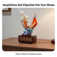 Fortunate Koi Statue Housewarming Gift Chinese Design Decorative Figurine Golden Graceful Waterfowl Beverage Holder Luxury