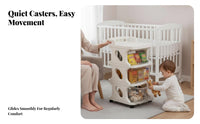 Mobile Design Multi-Level Wheeled Organizer Ample Storage Multi-Tier Trolley with Drawers Versatile Use Rolling Trolley 360° Swivel Wheels for Families, Homeowners, Nursery, Small Areas, Bedroom, Living Room