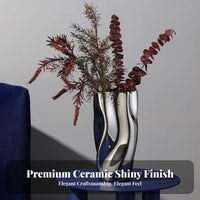 Vase Ceramic Polished Finish table Flower Pot for Living Room, Dining Table, Entryway