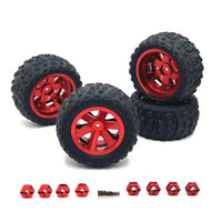 4 Pieces RC Wheel and Tire Assembly Anti Skid RC Wheel with Hex Adapter for Hobbyists