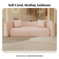 Curved rose-colored Settee French aesthetic Curved Couch Minimalist Design Loveseat for Interior Designers, Business Owners, Reception Area, Bdirectlyique, Living Room