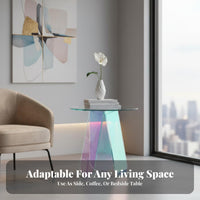Rainbow Effect Iridescent circular table Light Luxury & design Circular Iridescent Stand space-saving Size Household Furniture Modern Design for Interior Designers, Apartment Dwellers, Young Adults, Balcony, Small areas, Bedroom, Reception Area