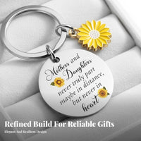 Marigold Pendant Keychain Sentimental Gift Stainless Steel Keychain with Charm Rust-Resistant Engraved Message for Christmas, Family Appreciation Day