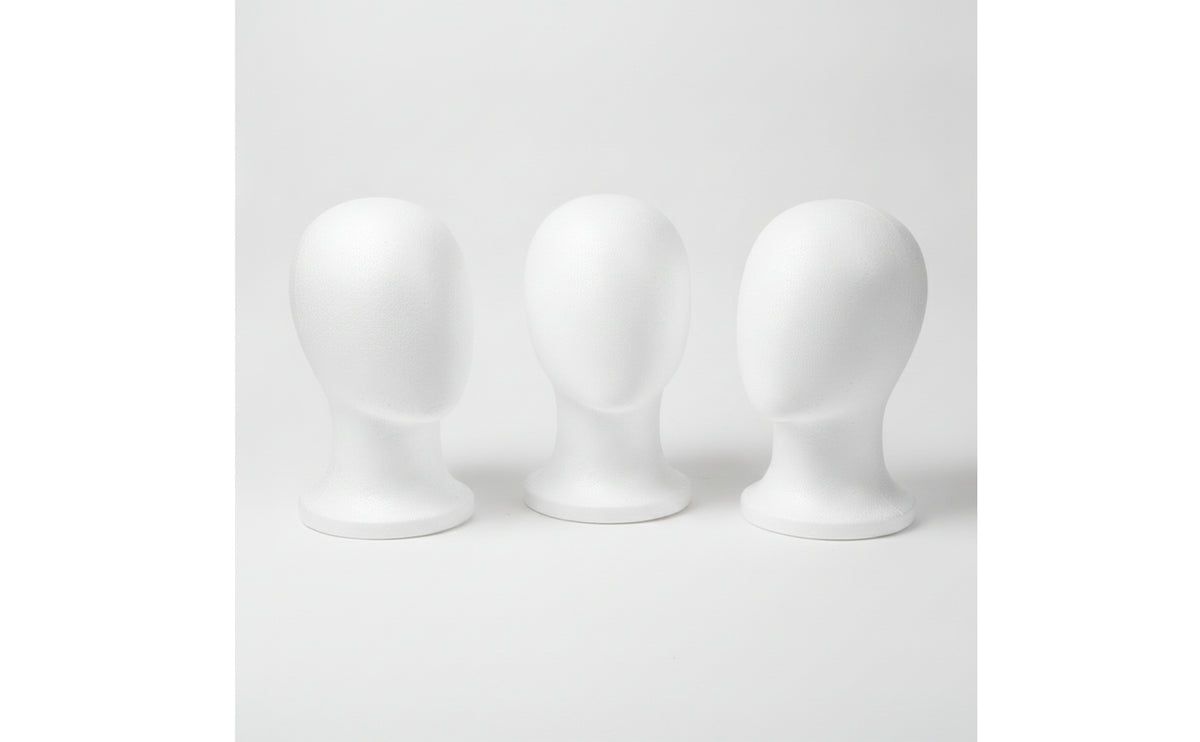 3 Pieces Lightweight Foam Mannequin Head | Freestanding, hairpiece Head, for Salons