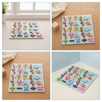 Handheld Puzzle with Raised Pieces Easy-Grip Wooden Puzzle Natural Toy Tactile for Toddlers, Preschoolers, Classroom, Homeschool