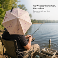Hands-Free Fishing Umbrella Hat for Sun and Rain Protection, Foldable Head-Mounted Design