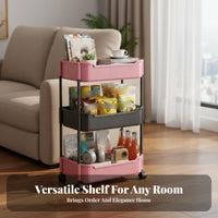 Multi-Tier Storage Rack Versatile Slim Rolling Cart Slim Organizer Trolley 360° Rotating Wheels Mobile Storage Shelf for Office
