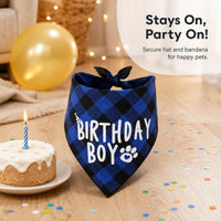 Pet Dog Birthday Party Decoration Set with Bandana, Hat, and Bow Tie