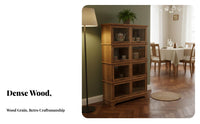 Japanese rustic aesthetic Styling Rustic Glass-Door Cupboard Vintage Design Glass Door Sideboard particle-resistantshielded Storage Cabinet Sturdy Construction for Interior Decorators, homeowners, Renters, Entryway, Dining Room, Hallway, Kitchen