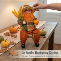 Thanksgiving Harvest Festival Gnome Doll Decoration with Pumpkin and Wheat