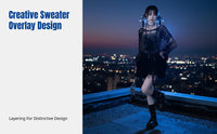 Y2K Dark Web Knit Sweater, Black Hollow Pullover, Trendy Loose Top for Women