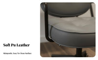Adjustable Height Upholstered Rolling Chair Ergonomic Design Retro Rolling Armchair Padded Seat Office Furniture Thick Cushion for Home Workers, Students, Study Room, Bedroom, Vanity