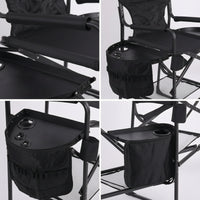 Director's Chair with Side Table Foldable Director's Chair with Cup Holder Furniture Portable Padded for Makeup Artists, Patio