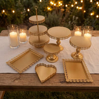 7 Pieces Dessert Table Display Tiered Three-Tier Stand Loop Handle Ornate Serving Pieces for Brides