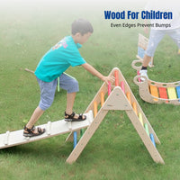 Outdoor Sensory Training Climbing Frame, Wooden Balance Playset, Combination Playground Equipment for Kindergarten