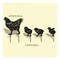 4 Pieces Easy to Place Hen and Chicks Stake Cute Creature Design Metal Chicken Yard Decor Whimsical Charm Garden Poultry Statue Lifelike