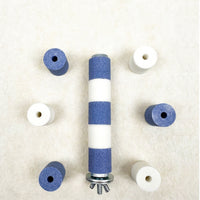 Sanding Perch for Bird Cage, Emery Paper Stand Rod, Wooden Perch for Cockatiel Foot Care, Striped Single Pack