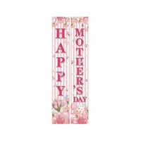 2 Pieces Festive Atmosphere Joyful Mother's Day Porch Banners Easy to Hang Mother's Day Door Couplets Reusable Holiday Decoration for Yard
