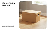 Large Capacity Lidded Paperboard Container with Handles adaptable Corrugated Shelf Box Recyclable and Reusable Household Storage Foldable for Gift Givers, Home Organizers, Moving, Bedroom, Closet, Office