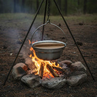 Portable Stainless Steel Camping Pot Hanging Design Suspended Camp Pot Easy to Clean Stainless Steel Camp Kettle for Campers, Barbecue