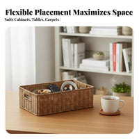 Woven Rectangular container adaptable Wicker container Handwoven for Bedroom, Kitchen