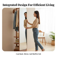 Rotating Full-Length Mirror with Shelves Freestanding for Walk-in Closet, Adults