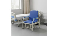 2-in-1 Design Convertible Hospital Escort Chair Space-Saving Folding Companion Chair Bed High Load Capacity Portable Single Sleeper Cot No Assembly Required for Caregivers, Home Care
