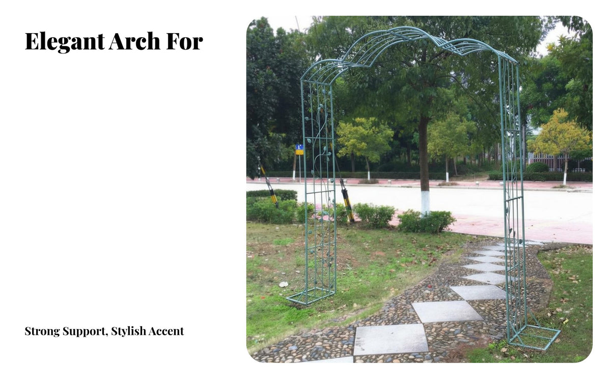 Distressed Finish Wedding Arch Freestanding Design Metal Garden Arch Weatherproof Wrought Iron Archway Heavy-Duty for Gardeners, DIY Enthusiasts, Homeowners, Backyard, Patio, Pathway, Party Venue
