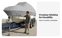 Waterproof Boat Cover Anti V-Hull Boat Cover Tear Withstand Ant Windproof Design for Boating Lovers, Outdoor Storage, Marina