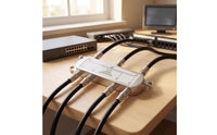 6-Way Coaxial Splitter 75-Ohm Coaxial Splitter with Mounting Ears 5-2400 MHz Power Passing for CATV Installations